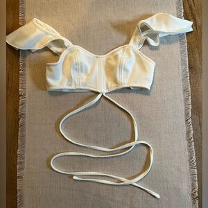 White Lace Up Crop Top